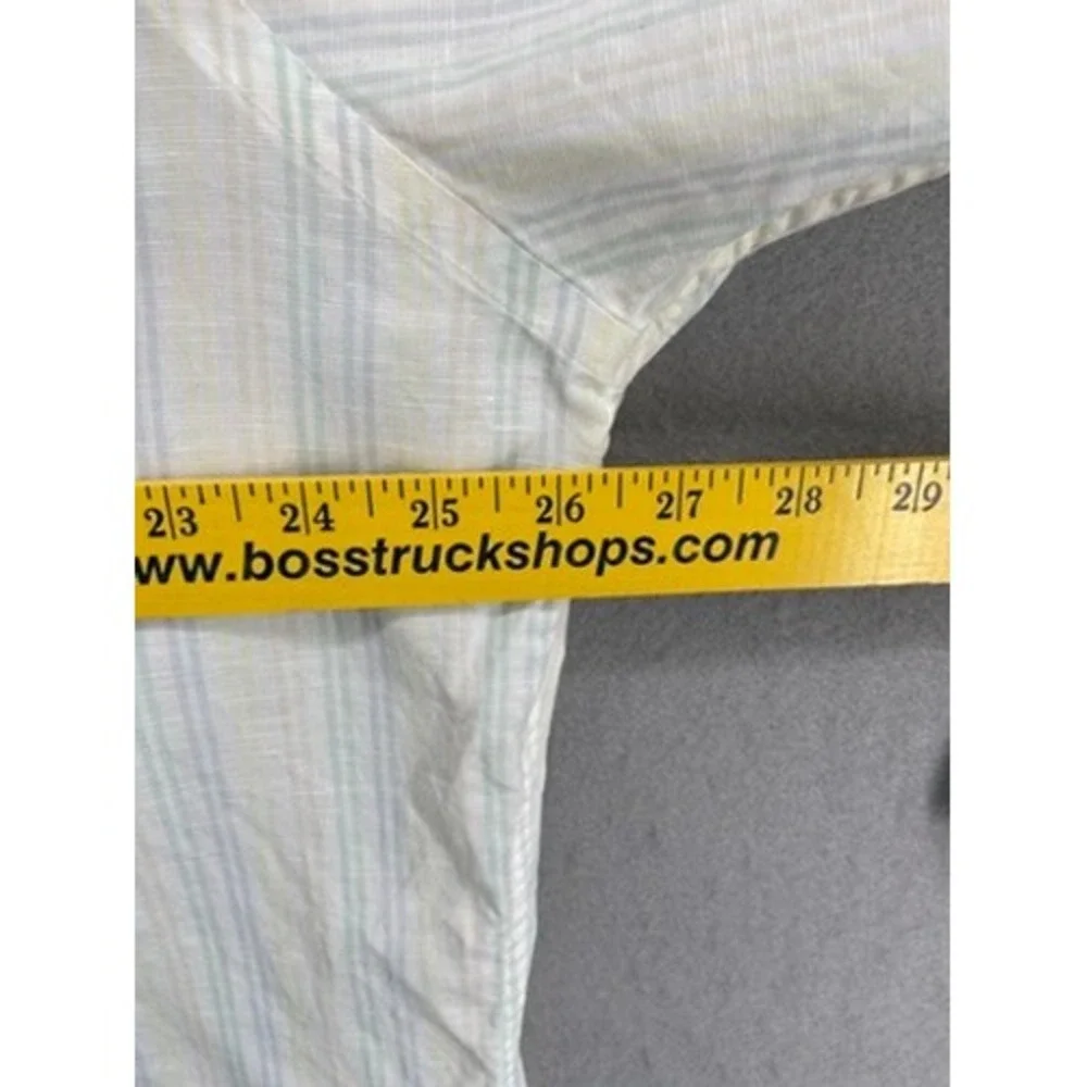 Nordstrom Shirts Mens 18 34 35 Trim Fit Non-Iron Striped Button Down Linen Blend